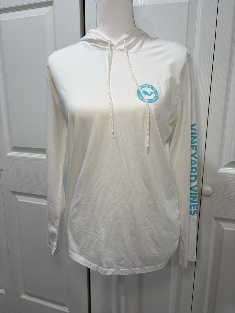 Vineyard Vines White Tee with Light Blue Whale Logo